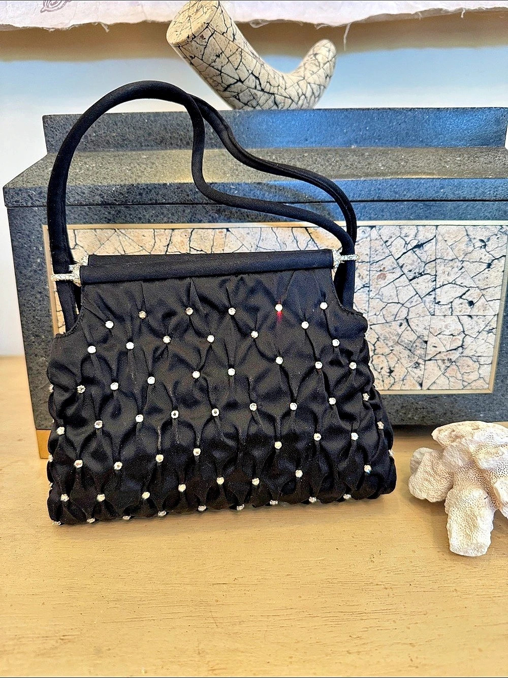 VINTAGE MORRIS MOSKOWITZ Embellished Black Hand Bag